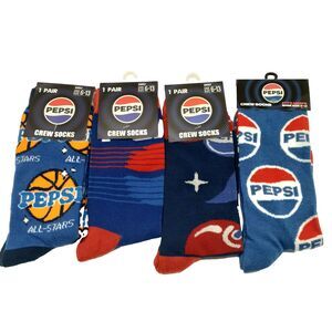 Pepsi Soda Pop Novelty 4 Pair Adult Men Crew Size 6-12 NWT